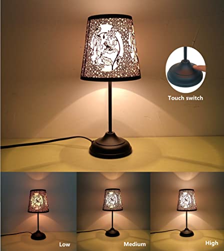 Flower Fairy Touch Lamp With Dimmable Touch Switch,Black Metal Cutout Shade, Flower Fairy Decoration Desk Lamp #TOP2