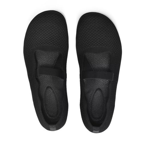 Women's Wide Toe Box Flats Knit Mary Jane Ballet Flats Wide Width Walking Dressy Shoes with Arch Support Comfortable4