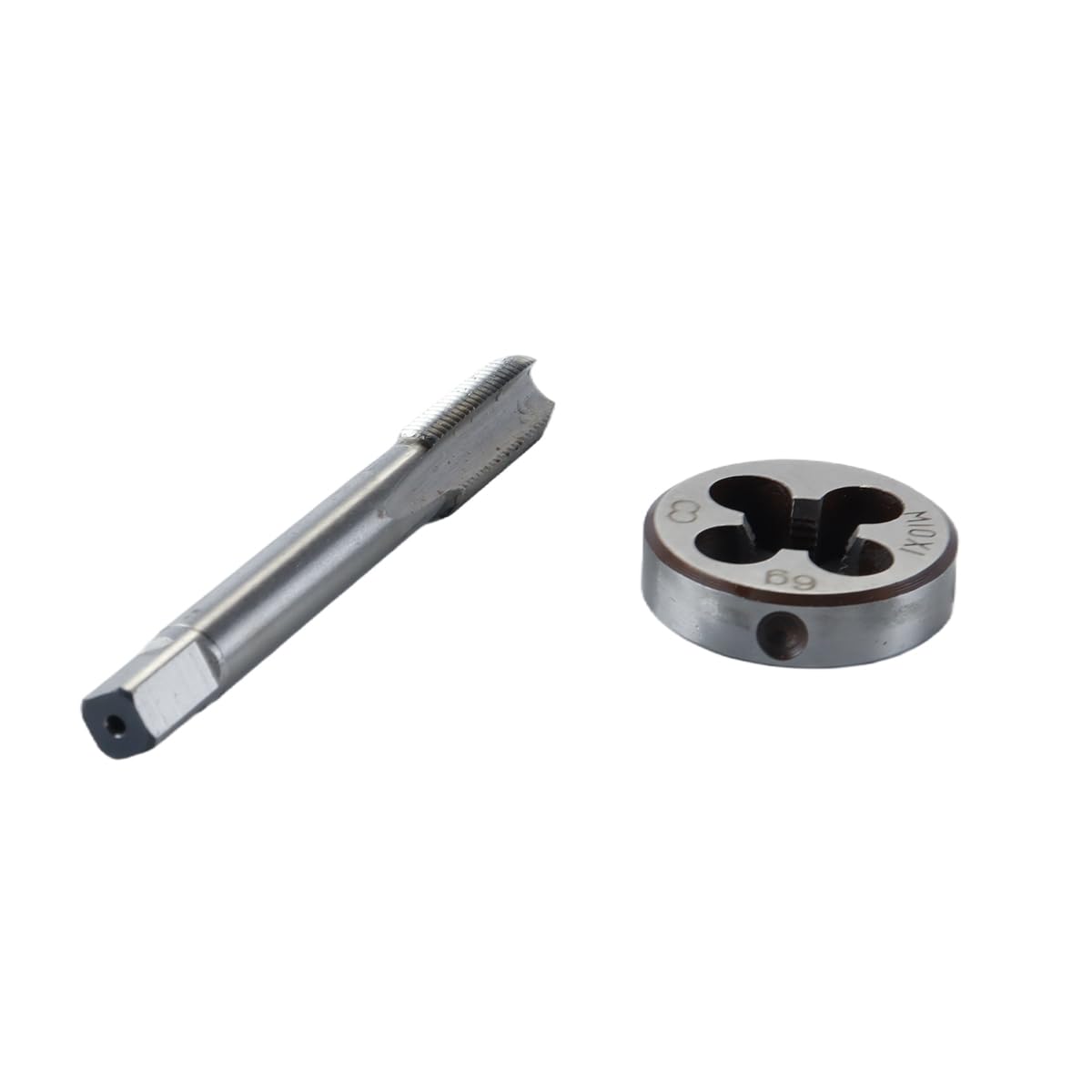 Hoite M10 X 1 Metric Tap and Die Set M10 X 1.0mm HSS Straight Fluted Machine Thread Right Hand Screw Tap and Round Threading Die