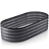 Plant & Plot Galvanized Raised Garden Beds Outdoor // 4×2×1 ft Planter Raised Beds for Gardening, Vegetables, Flowers // Large Metal Garden Box (Gray) // Patent Pending Tool-Free Assembly