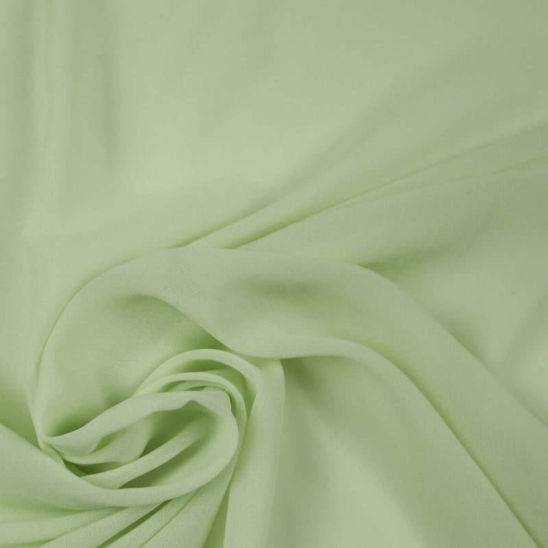 125 Colours Premium Plain Dyed Chiffon Fine Soft Georgette Sheer Dress Fabric (1 Metre, Pale Green 6818)