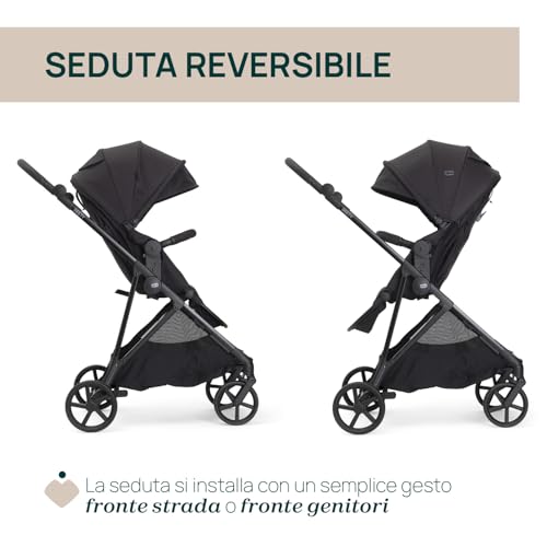 Chicco Trio Seety, Comprende Passeggino Seety Con Telaio Ultraleggero, Navicella Ampia E Imbottita E Seggiolino Auto Kory Essential I-Size, Sistema Modulare Leggero E Compatto, 0 Mesi - 4 Anni - 3