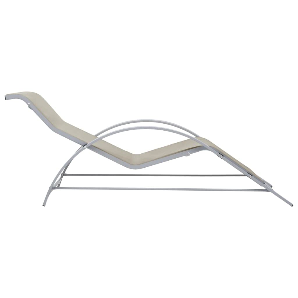 2 lettini prendisole con tavolo in alluminio bianco crema, set da giardino con telaio in alluminio verniciato a polvere e textilene, piano in vetro temperato, design ergonomico