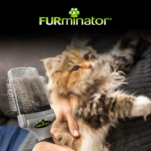 FURminator Zupfbürste Größe S - kleine Bürste mit sanften Edelstahlborsten für Katzen, kleine Hunde, Welpen und Kätzchen