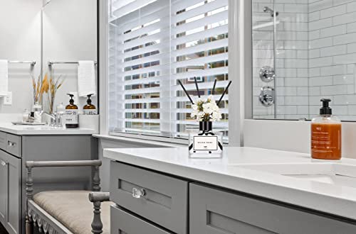 Flower Reed Diffuser Set Of 3(Bamboo, Sage & Sea Salt, Sandalwood Ebony Scent) For Bathroom Accessories Bedroom Shelf Decor & Air Fresheners, Gift Sticks Defusers With 1.7 Oz Essential Oils Each Pack #TOP3