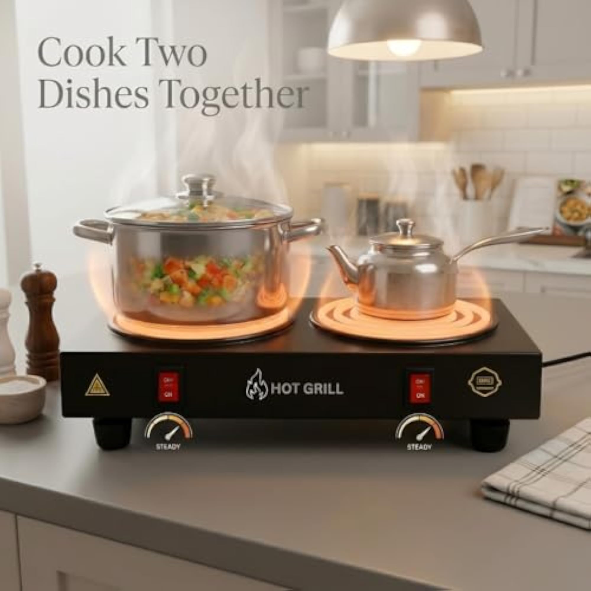 Hot Grill 2000W Electric Double Burner Hot Plate