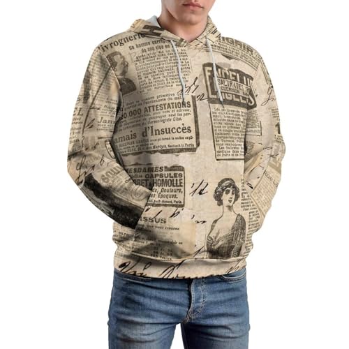 Sweats à capuche manche longue style journal rétro UMENG - 6