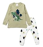 Nuribom Schlafanzug für Jungen und Mädchen - Kinder Baumwolle Pyjama 90-140 (Dino in Forest, 120)