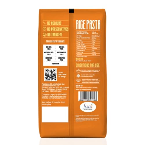 Image of Chef Urbano Rice Pasta Penne - 300g | Vegan & Gluten-free | Low GI | High Fibre & Protein | No Maida, No Wheat | Healthy, Easy to Cook, Light & Nutritious