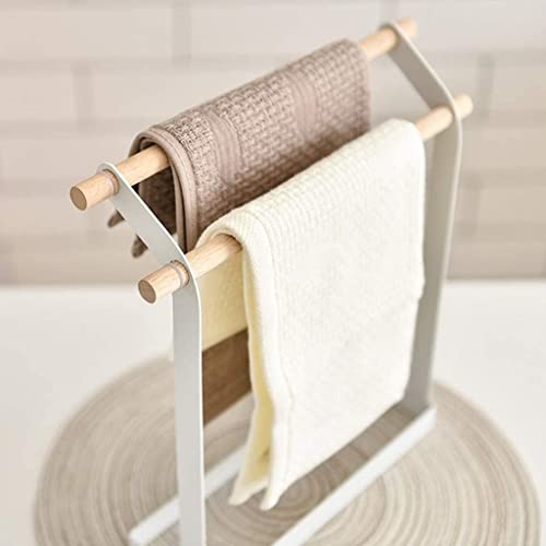 Image of ARHAT ORGANIZERS Foldable Hand Towel Stand | Towel Holder for Washbasin & Kitchen | Hand Towel Holder for Bathroom, Countertop & Vanity | 3 Towel Drying Stand, Napkin Stand (White, 2-Tier)