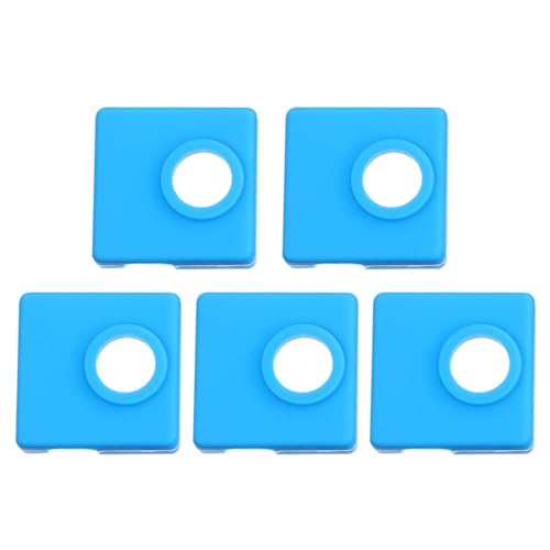 TOPPERFUN 5pcs Silicone Protective Case Cover Aluminum Heating Block for 3d Printer Nozzle with Easy to Clean Feature, S