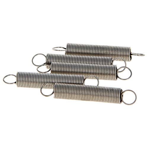 MroMax テンションスプリング 引張りばね 圧縮スプリング 0.5mm*5mm*30mm 304ステンレス鋼 5個入り シルバートーン 圧縮ばね 押しバネ グレーブラック コイルばね デュアルフック 補修用スタンドスプリング