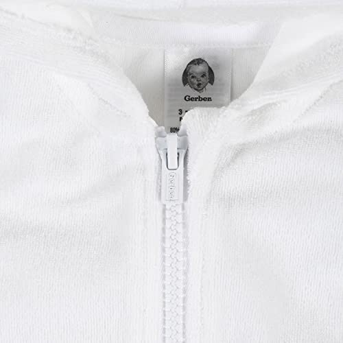 Gerber Girls' Toddler Zipper Hoodie Terry Swimsuit Cover Up, White, 18 Months #TOP2