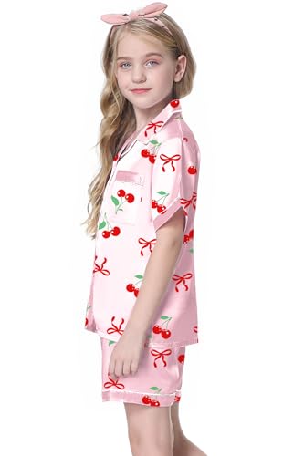 Image of Girls & Womens Satin Pajamas Set, Silk Button-Down Sleepwear 2 Piece Nightwear, 3 Years - Women XXL