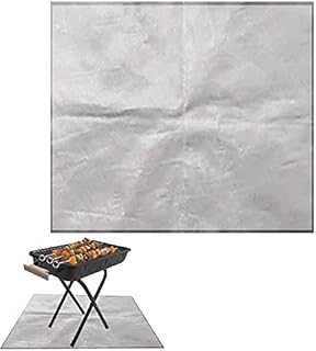 TSHAOUN Fire Pit Mat Fireproof Mat, Reusable High Temperature Resistant Grill Mat Fire Blanket Gas BBQ Heat Insulation Pad for Barbecue Picnic, Protect Deck, Backyard, Grass 100 x 100cm (Gray)