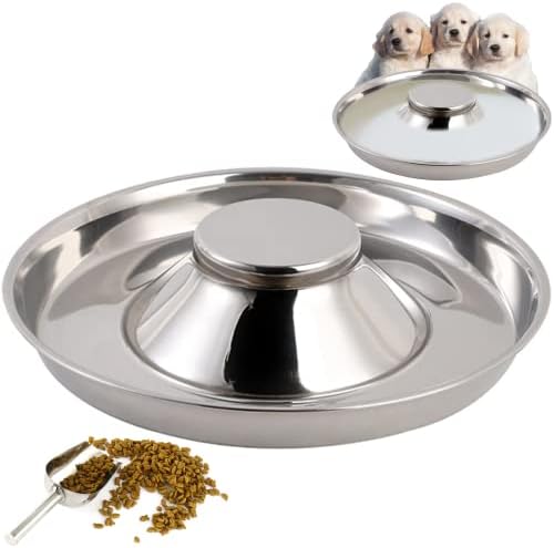 Fhiny 2Pack Stainless Steel Puppy Bowls, Pet Weaning Feeding Dish with Scoop for Litters Pets Silver Dog Food and Water Slow Feeder Bowl Container for Small Medium Large Dogs Cats (M:11.8″ Dia, 2Pack) Fhiny 2Pack Stainless Steel Puppy Bowls, Pet Weaning Feeding Dish with Scoop for Litters Pets Silver Dog Food and Water Slow Feeder Bowl Container for Small Medium Large Dogs Cats (M:11.8″ Dia, 2Pack)