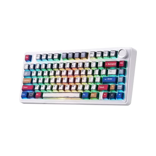 Image of LEOBOG x Aula F75 Mechanical Keyboard, Wireless RGB Backlit Gaming Keyboard w /Hot-Swap Socket & Knob, Gasket Mount Pre-lubed Reaper Switches, Bluetooth /2.4GHz /Type-C, Creamy Sounding Manga Keycaps