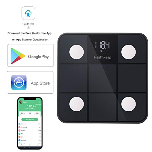 Body Fat Scale Smart BMI Scale Digital Bathroom Wireless Weight Scale, Body Composition Analyzer with Smartphone App sync with Bluetooth, 396 lbs - Black