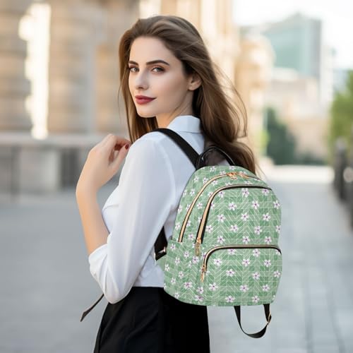 Mochila pequeña para computadora de 12.5 pulgadas blanca con diseño de margarita y tablero de ajedrez 6