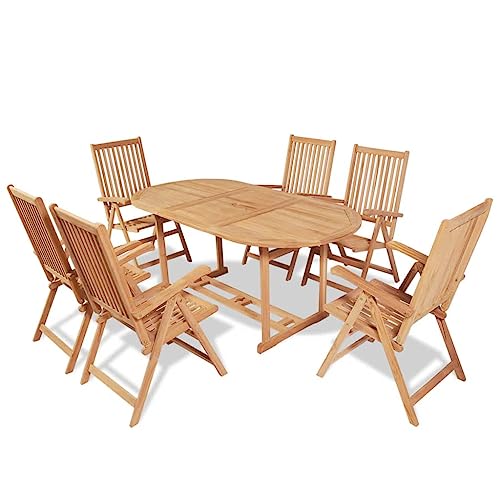 vidaXL Esszimmer-Set für Terrasse, Garten, Klappstühle und Tisch, Teakholz