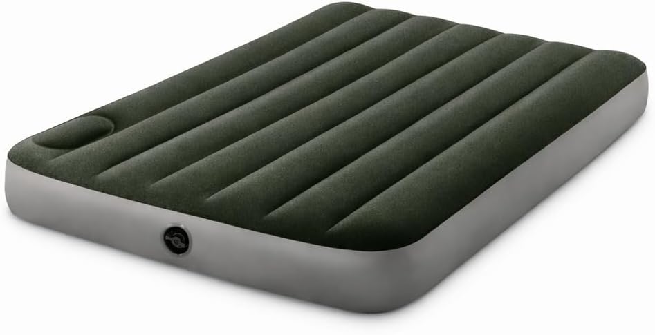 Full Air Mattress with Built-in Foot Pump, 10" Inflatable Airbed, Durable Fiber Support Construction, Portable Blow Up Bed for Guests, Camping & Home Use, Supports Up to 300 lb