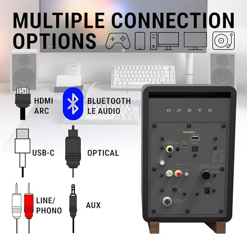 Onkyo Creator Series GX-10DB Powered Speakers, Black - 3" woofer, USB/C, line/Phono, Optical Ports and Bluetooth 5.3 LE Audio connectivity - image 6
