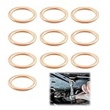 Ölablassschrauben Dichtung M16 x 22 x 2 mm, 10 Stück Kupfer Dichtringe für Auto Motor Ölwanne, Ersatzteile für Fahrzeugwartung, Service Zubehör, Perfekt für Peugeot und passende Automodelle