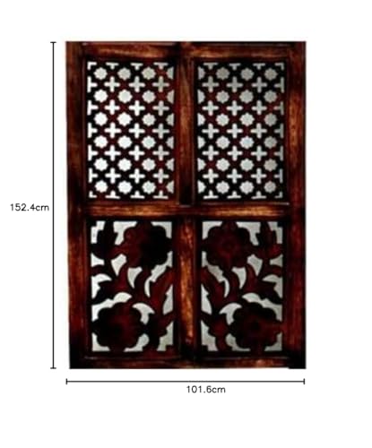 Image of Wooden Room Partition for Living Room, Wood Screen Separator and Wooden Room Dividers, Studio Wall Panel 5 Feet with Stands for Living Room /Bedroom /Office /Restaurant /(Brown) (2 Panels)