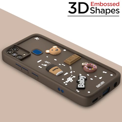Image of Outlouders Back Cover for Samsung Galaxy M31 / M31 Prime / F41 | 3D Cartoon Cute Fun Bear | Silicone Full Body Protection Bumper Case (Brown)
