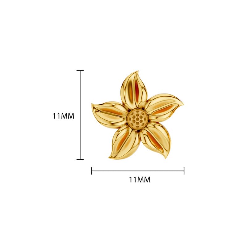 Image of KISNA JEWELS 14KT|18KT BIS Hallmark Pure Gold Stud Earrings For Women with Screw Back clouser