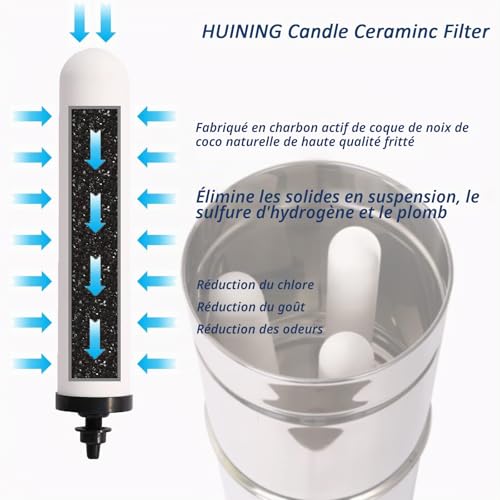 HUINING Filtre à eau dôme en céramique, filtre de remplacement pour unité de préfiltration de l'eau de rechange 0,15 à 0,5 micron pour système de filtration d'eau domestique. (10 inch) – vue 3