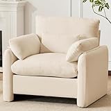 CONFORT ET ERGONOMIE: Le dossier large et moelleux, doté d'un coussin épais et amovible, soutient votre dos. Son design légèrement saillant soutient vos cuisses et détend vos mollets. Ce fauteuil rembourré confortable est également idéal pour jouer à des jeux, regarder des films, la télévision et écouter de la musique.