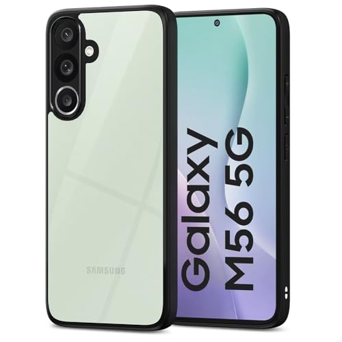 Image of Amazon Basics Back Cover for Samsung Galaxy M56 5G | Shockproof Sleek Hybrid Armor Bumper Case (Black)