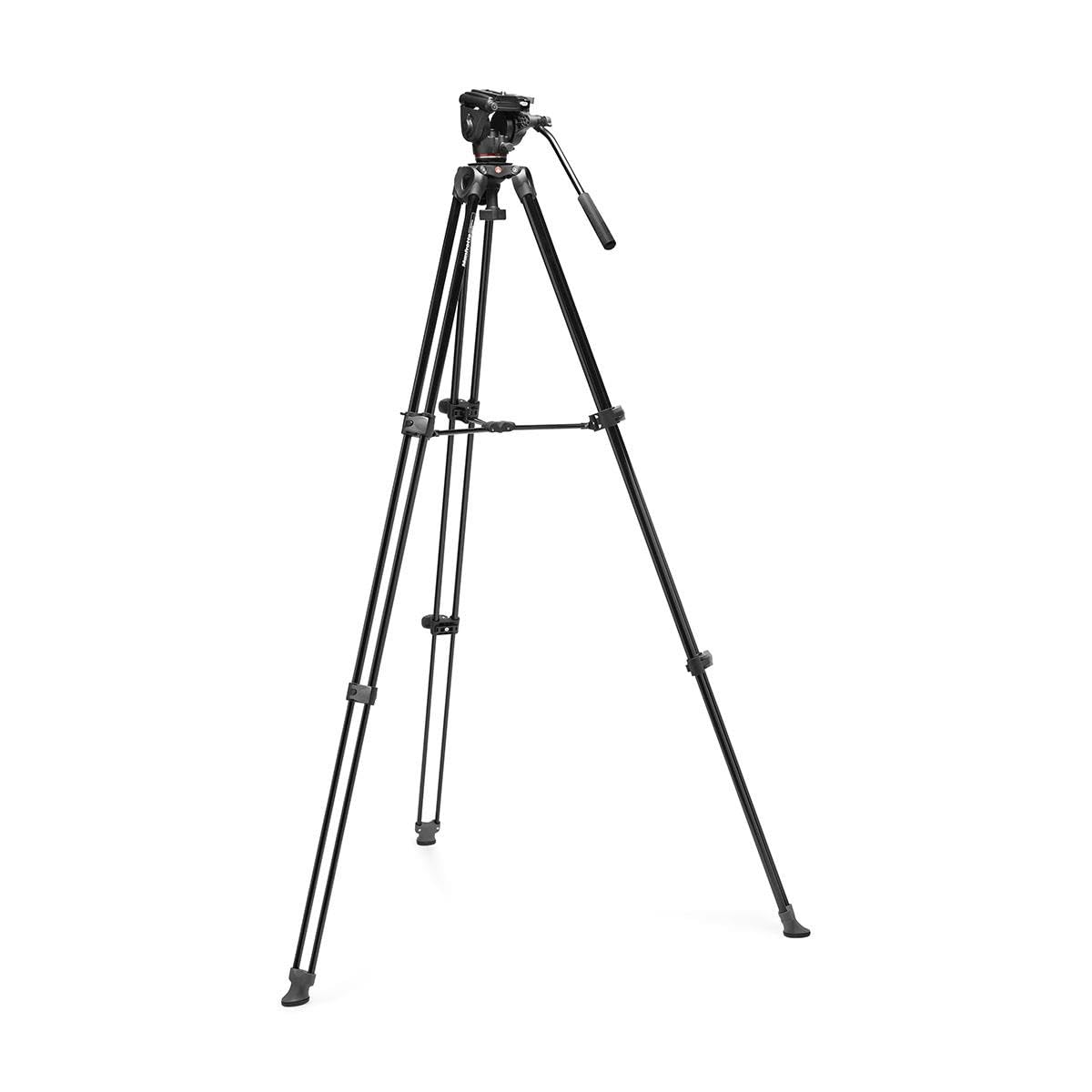 Manfrotto Kit vidéo 500x, tête fluide et trépied à double pied en aluminium, charge utile de 5 kg, base plate, écarteur de niveau moyen, plaque de dégagement rapide, prise de vue verticale/horizontale