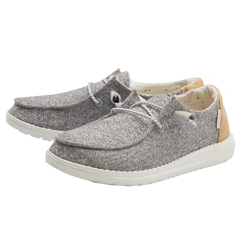 HEYDUDE HEYDUDE Women's Wendy Grey/Yellow Size 8 | Women’s Shoes | Women’s Lace Up Loafers | Comfortable & Light-Weight