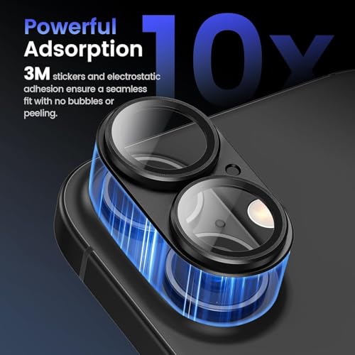 Image of Choiche Camera Lens Protector for iPhone 17 6.3-Inch, Full Coverage 9H Tempered Glass Ring Cover, Matte Metal Plate, Case Friendly, 1-Pack (Black)