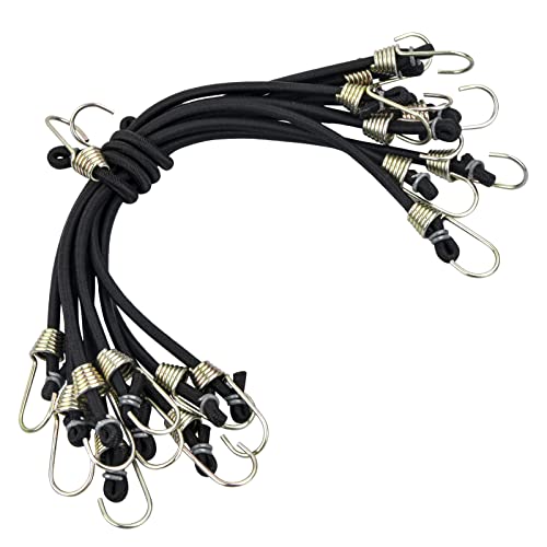 Colexy Tendeur Élastique avec Crochet, 10 Pcs 25cm Sangles de Rangement Robustes, Universels Tendeurs Sandow, Sangles de Tension Multifonction pour Vélos et...