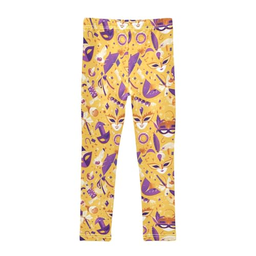Mardi Gras Carnival Purple Holiday Pattern Saffron Kids Baby Girls Cotton Leggings Casual High Waisted Activewear2