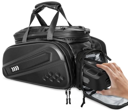 Axiniu 40L Capacity Rear Bike Rack Bag, Hard Shell Bike Rack Bag, Bikes Trunk Bags, Ebike Battery...