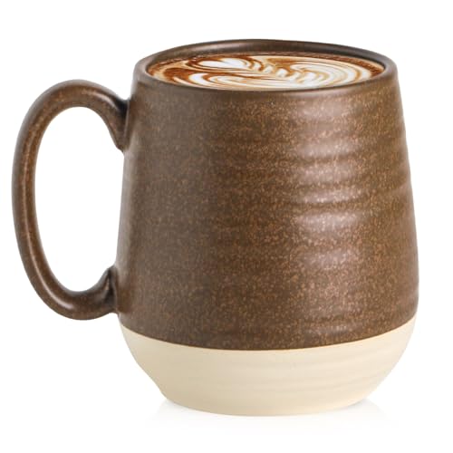 Hasense 20oz Coffee Mug, Ceramic Coffee Cup With Handle for Dad, Large Latte Cup for Tea, Coffee, Cocoa, Dishwasher and Microwave Safe, 1 PCS(Brown)