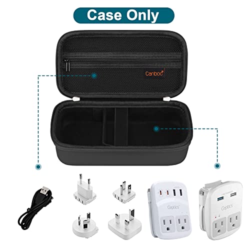 Canboc Travel Carrying Case for Ceptics Universal Travel Adapter Kit, World Travel Adapter Kit Storage Organizer, Zipper Mesh Bag fit USB Cable, Black (Case Only)2