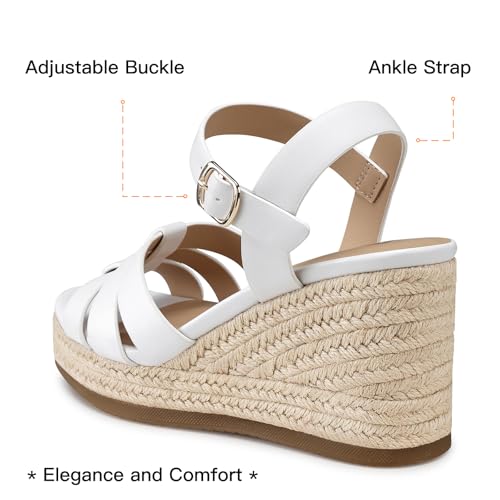 Image of TEMOFON Wedge Sandals for Women Dressy: Platform Wedge Espadrilles Sandals - Comfortable Summer Casual Open Toe Strappy Shoes Size 5-11