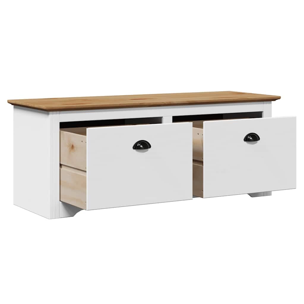 Banco de recibidor BODO Blanco y marrón 114x40x45 cm, Bancos Baul para Dormitorio, Banco Vestidor, Banquetas, Bancos para Cocina, Banco Auxiliar Cocina, Banco Vestuario - 4016870