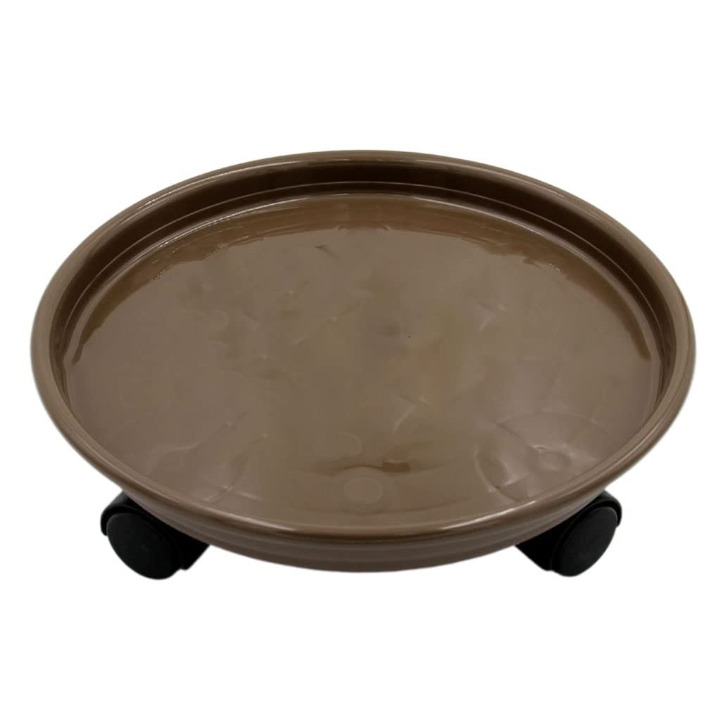 rolling plant caddy, Flower Pot Base Plant Caddy Stand Plastic(Brown,30cm)