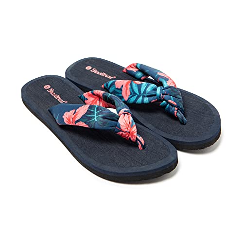 BRASILERAS - Chanclas de Playa y Piscina - Hibiscus - Flip Flop de Suela Antideslizante - para Mujer - Tallas 36 al 41 EU