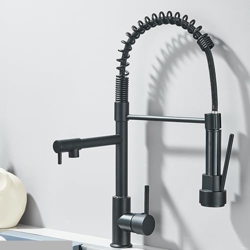 Robinet de cuisine noir rotatif 360 avec mitigeur extractible design