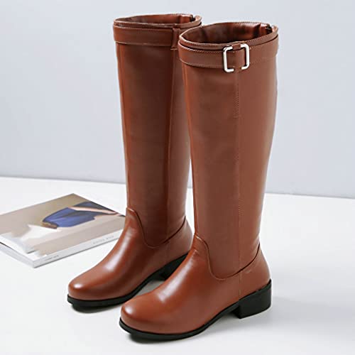 LUXMAX Women Flat Knee High Riding Boots Low Heel Knee Length Boots4