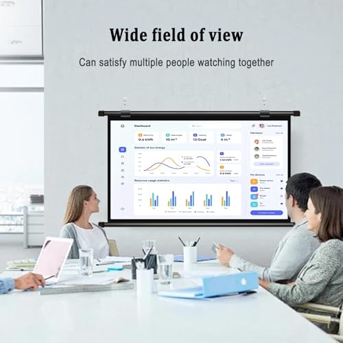 Pantalla de proyección colgante HD para pared, pantalla portátil indoor/outdoor de 72" 4K HD para cine en casa, manual enrollable miniatura 5