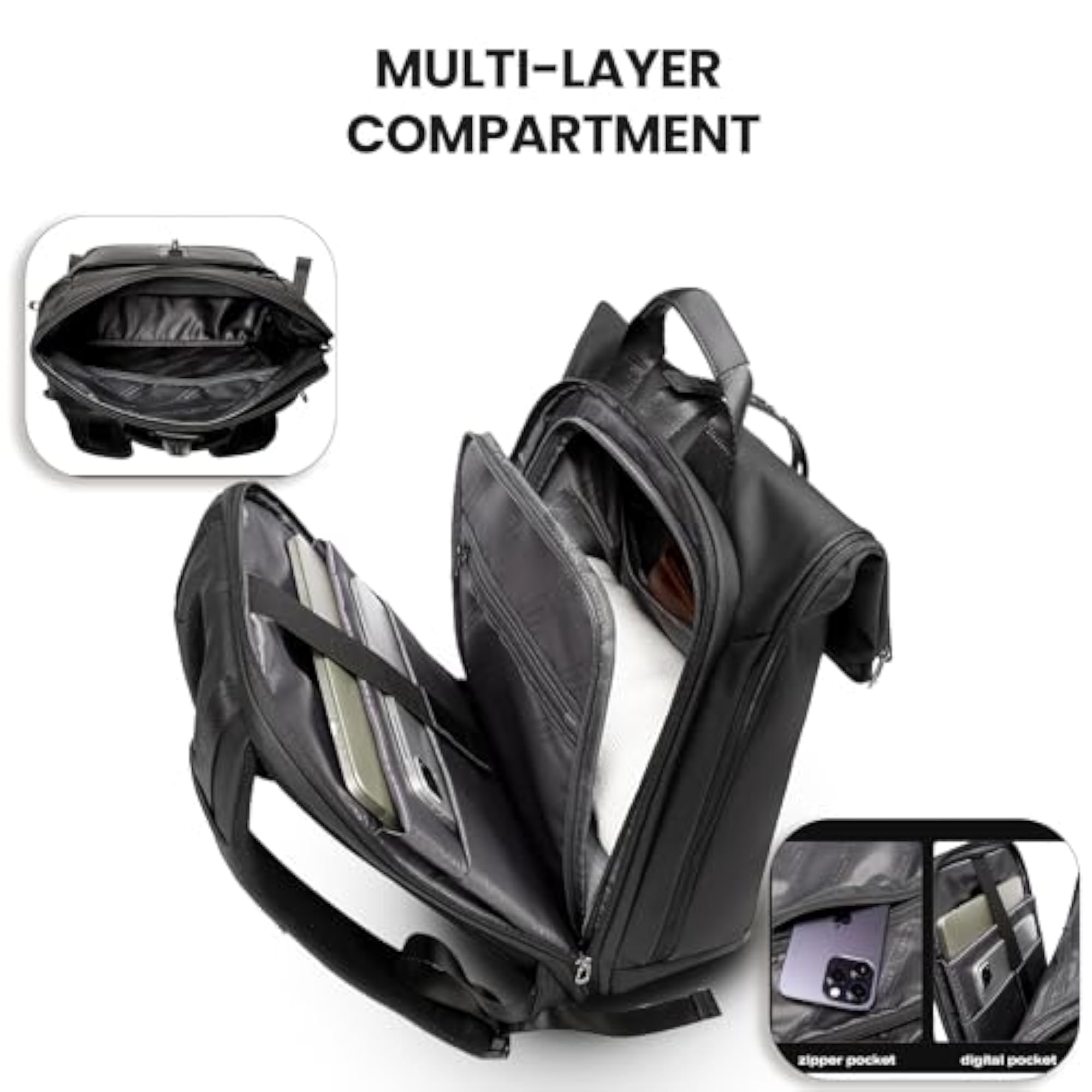 Nova Roll-Top Smart Backpack for Travel, 23L Unisex Anti-Theft Bag