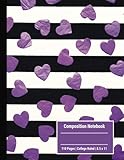 purple composition notebook college ruled: heart themed journal for girls, kids, teens & students. 110 pages, 8.5 x 11 inches